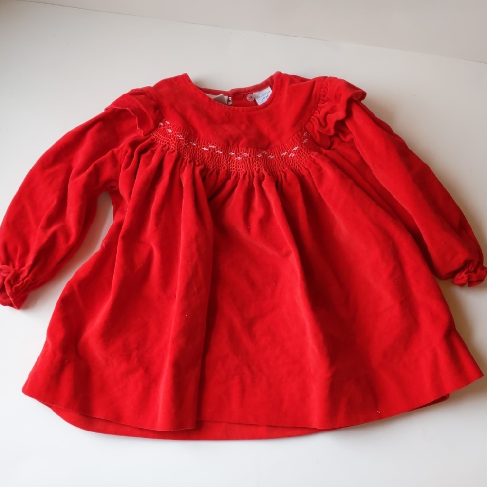Stork Club red cotton velveteen dress-sz 18 mos.